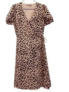 Alice + Olivia Rosette Leopard-Print Devor Mini Wrap Dress Size 0 Animalprint
